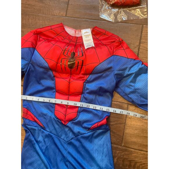 SpiderMan Spidey costume padded stretchy marvel L Halloween with mask READ - Picture 2 of 7